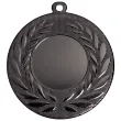 Noir medalje fra Billigepokaler - rund, sort medalje med mønstret kant og plads til emblem i midten, monteret med medaljebånd.