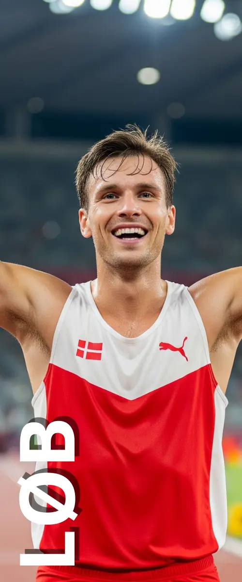 Løber i mål med armene over hovedet – Medaljer og statuetter til løbestævner